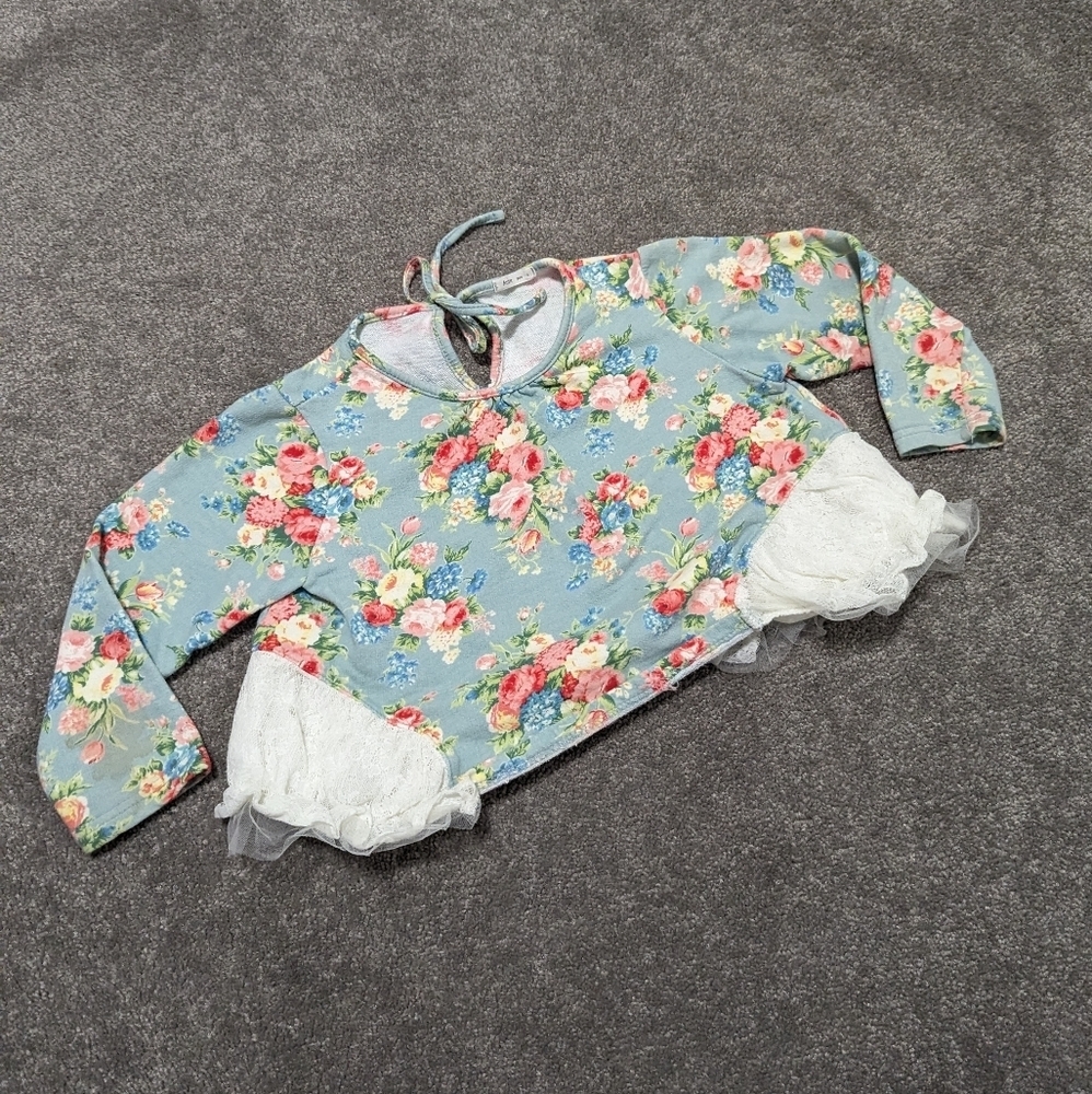 Amber Floral Lace Crop Top for Girls